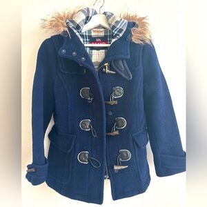 Classic Navy Wool Duffle Coat